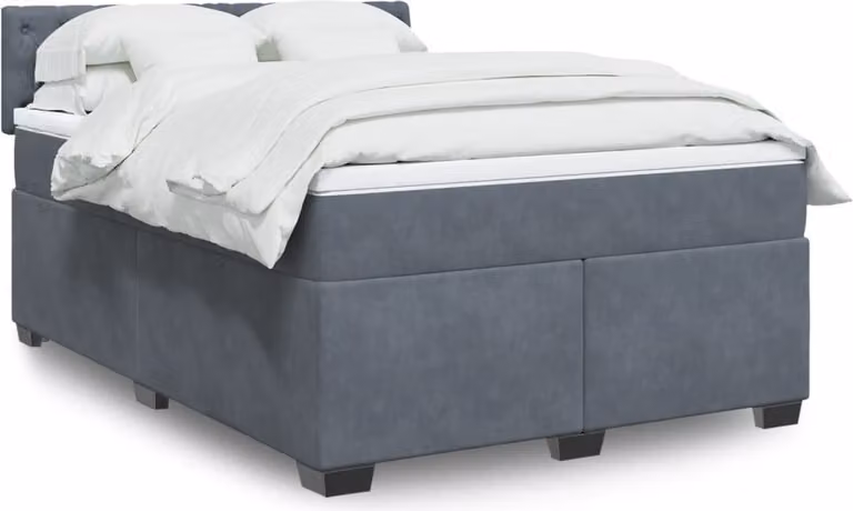 Maison Exclusive - Giroletto a Molle con Materasso Grigio Scuro 160x200 cm Velluto