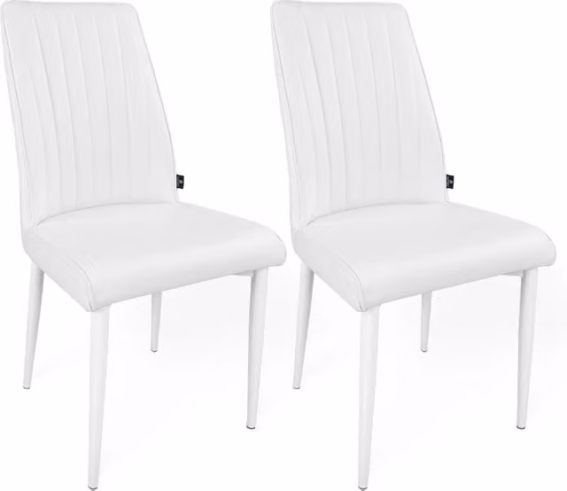 Set di 2 sedie da pranzo Samira moderne in ecopelle bianca con struttura in metallo