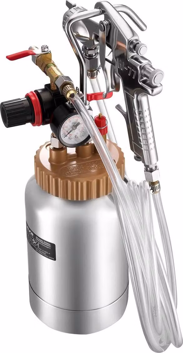 Spruzzatore a pressione per vernici spray, spruzzatore a pressione da 2 litri, due pistole a spruzzo da 1,8 mm + 3 mm Pistola a spruzzo pneumatica centrale con due tubi da 3 m per mobili, auto, 3 comandi regolabili