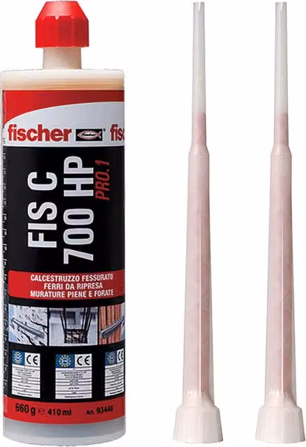 Ancorante chimico Fischer FIS C700 HP PRO.1 in vinilestere, confezione da 12 pezzi, 410 ml