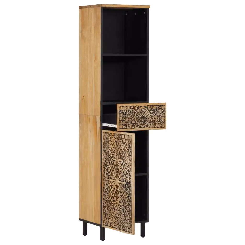 Mobiletto da bagno in legno di mango stile retrò marrone HELLOSHOP26 L/P/H: 38 x 33 x 160 cm – 2