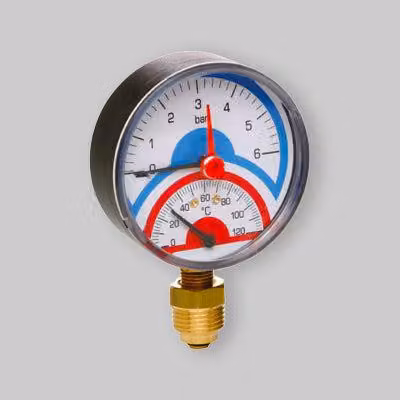 TERMOMANOMETRO RADIALE ATTACCO LATERALE Ø 80 1/2" 0÷6 Atm 0÷120°C