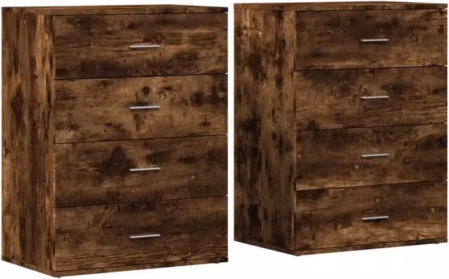 Credenze 2 pz | Madia | Buffet da pranzo | Armadio da pranzo Rovere Fumo 60x39x80 cm in Legno Multistrato