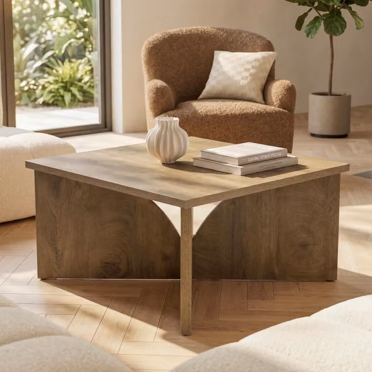 Tavolino quadrato Tribesigns per il soggiorno, tavolino da 80 cm in stile rustico con struttura robusta, facile da montare, rustico