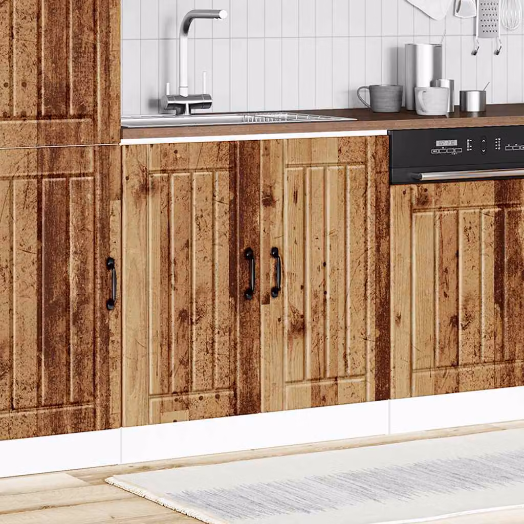 Base Lavello Mobile vidaXL Lucca in Legno Antico Marrone con Ante a Battente