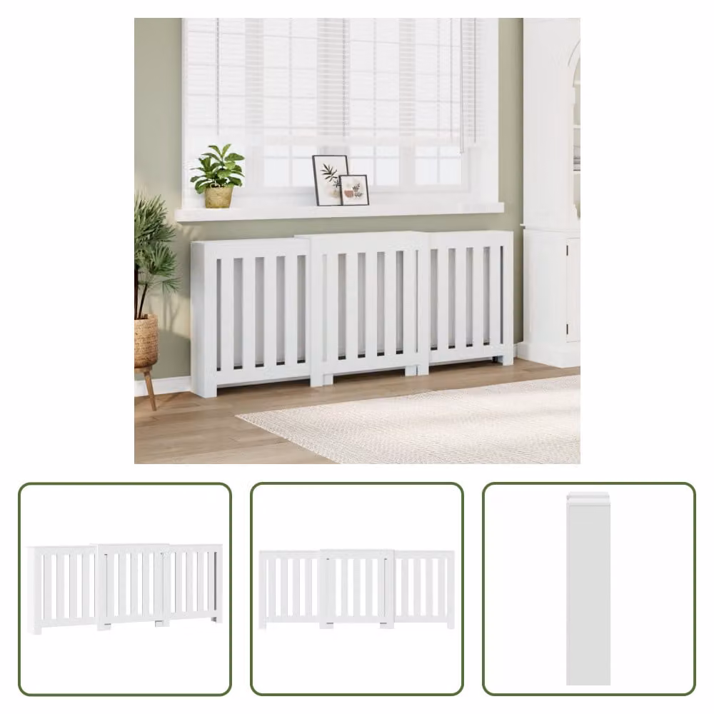The Living Store Rivestimento per radiatori Bianco 205x21,5x83,5 cm Materiale a base di legno