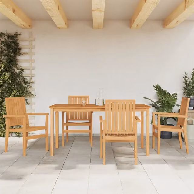 Set da pranzo per giardino vidaXL in legno di teak marrone, 5 pezzi