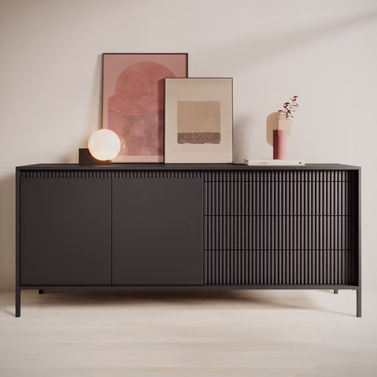 AX LIVING Trentinis 187 2T3S Comò grande nero, larghezza 187,1 cm