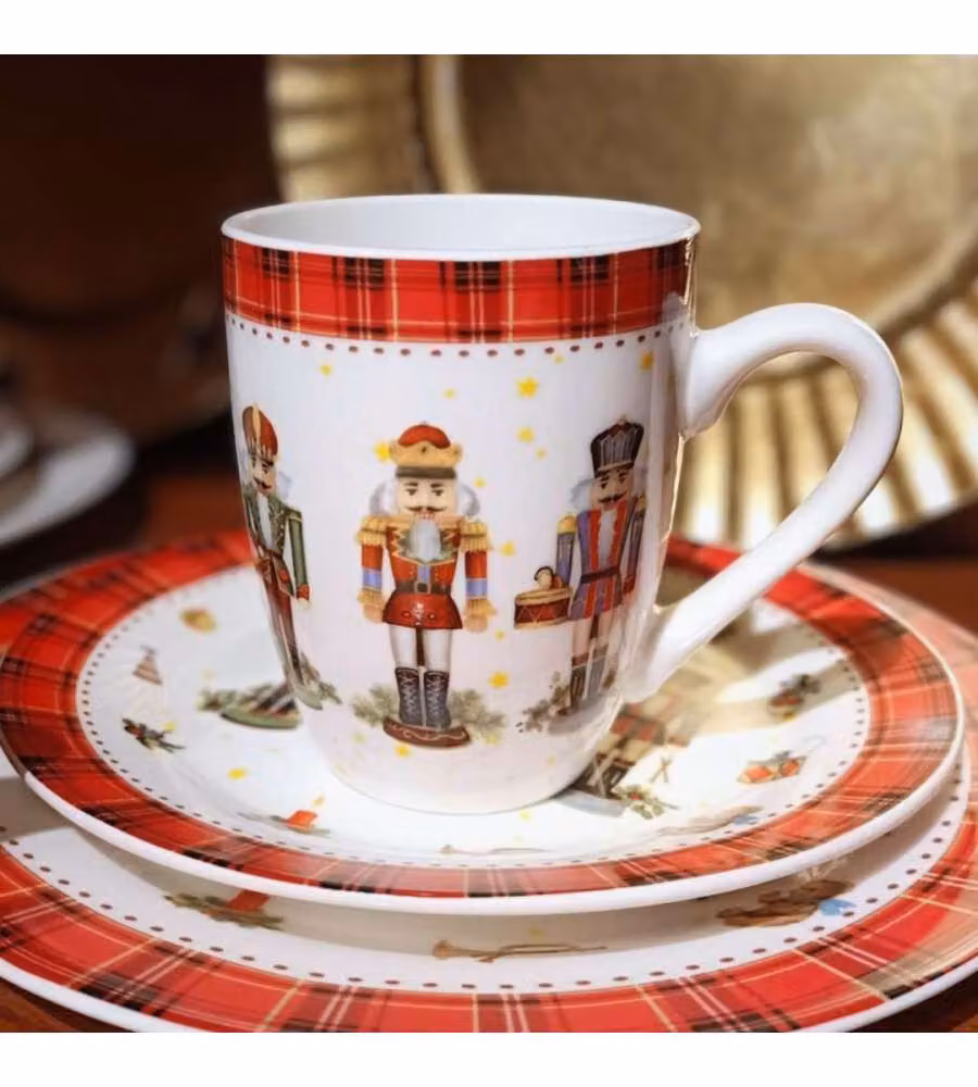 Tazza Natalizia in Porcellana con Decoro Schiaccianoci - 0,35L