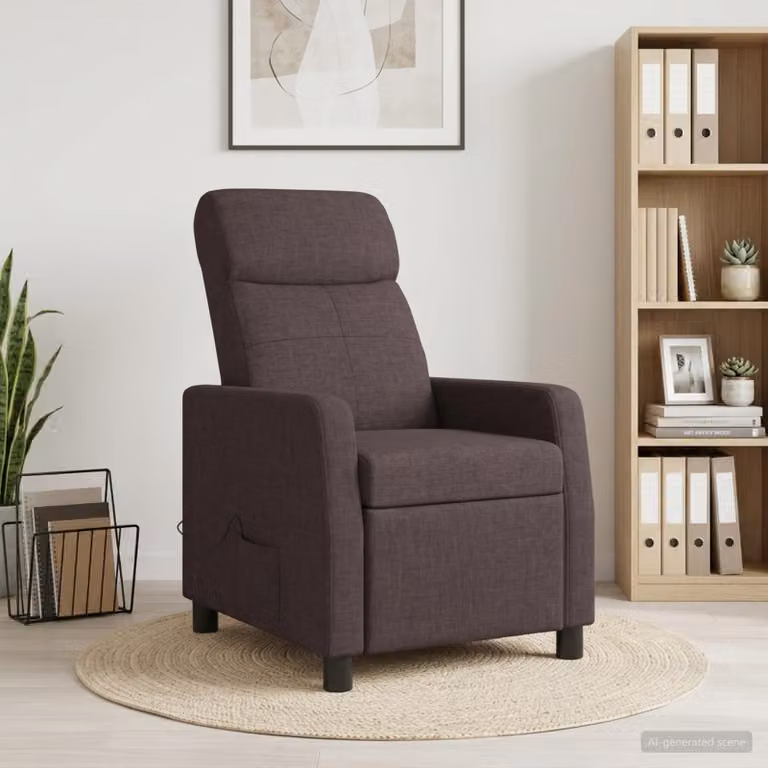 Poltrona relax reclinabile vidaXL con braccioli in tessuto marrone e grigio per soggiorno o ufficio