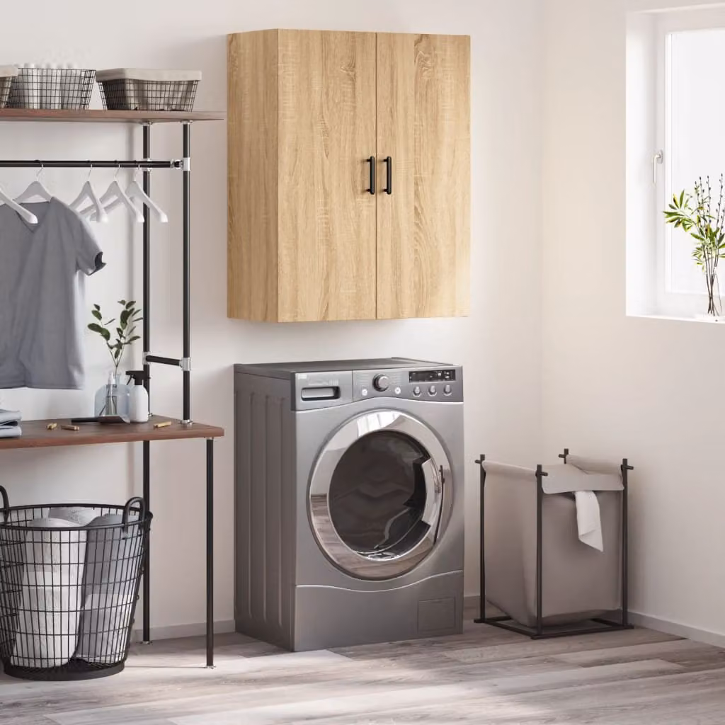Mobile a parete vidaXL in rovere sonoma con ante a battente, L: 69,5 cm, P: 34 cm, H: 90 cm