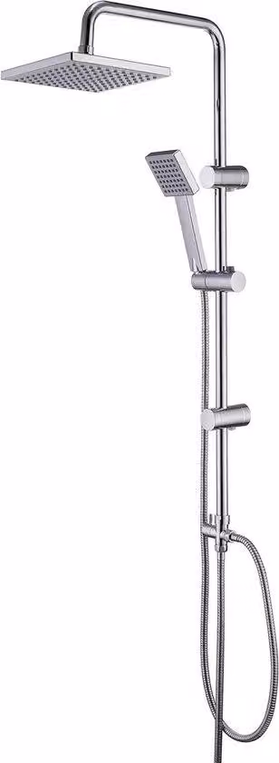 Soffione a pioggia in acciaio inossidabile - Colonna doccia regolabile - Cromo 20x20 cm