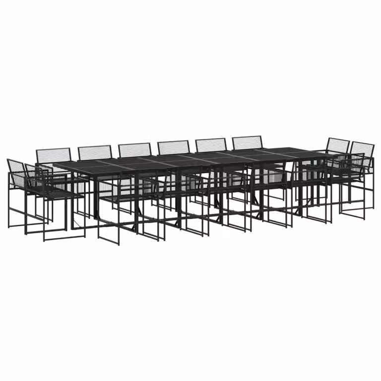 Set da Pranzo da Giardino 17 pz Nero in Polyrattan