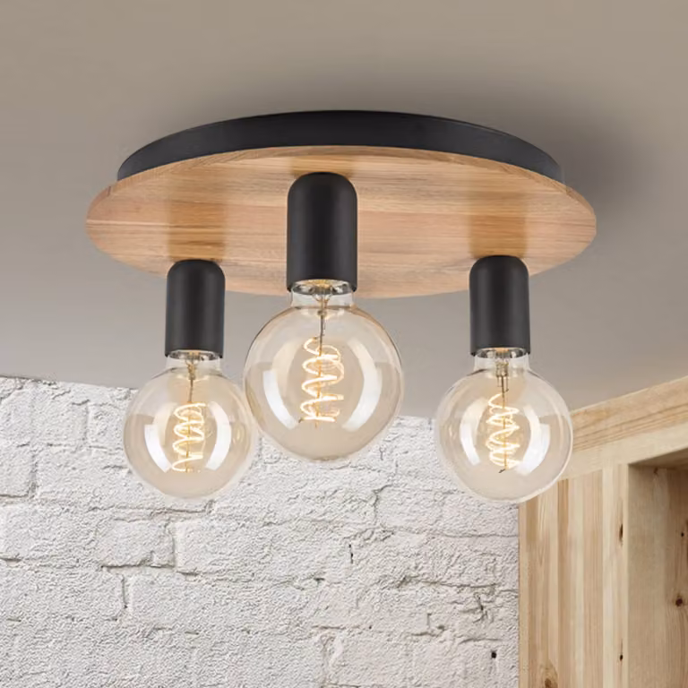 Plafoniera soffitto Dusty Lamkur, dimmerabile, Legno chiaro, Soggiorno / Sala da pranzo, Legno, Moderno, Plafoniera