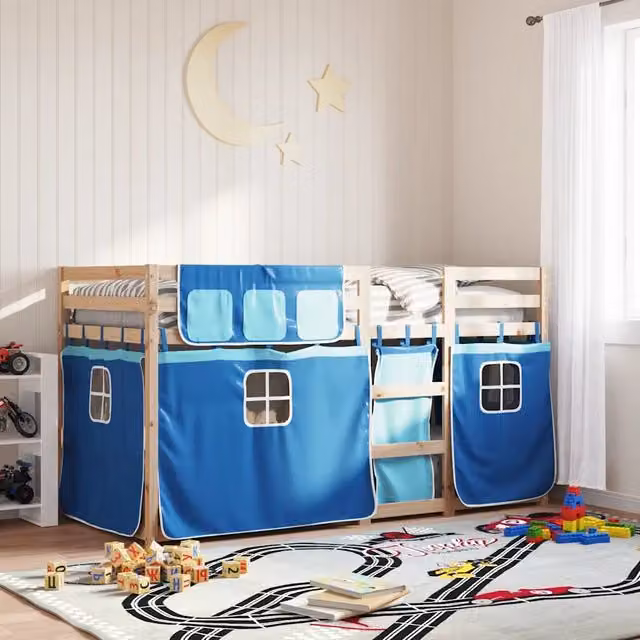 Letto a Castello senza Materasso Blu 90x200cm Massello Pino 3283893