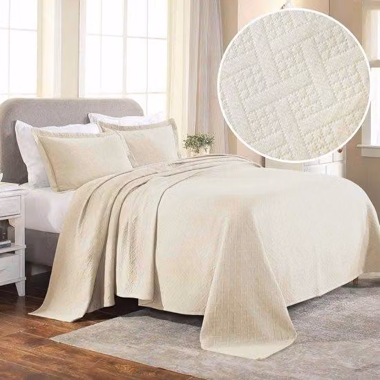 Ibenzoa® Coperta da giorno in cotone 100% – Design trapuntato, leggera e traspirante, adatta per tutto l'anno, a contatto con il pavimento, inclusi federe con chiusura a patta