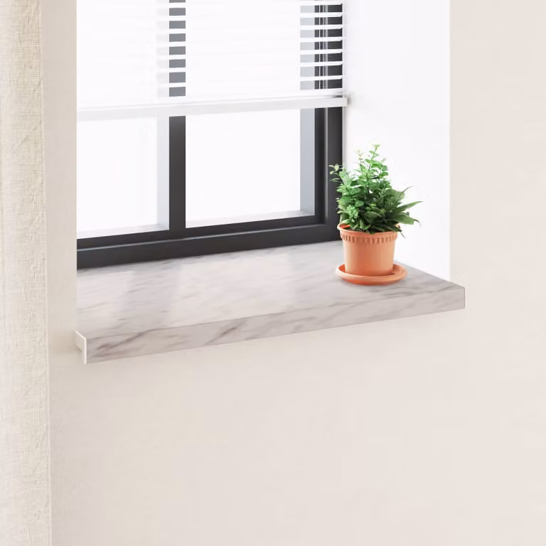 Soglia della finestra vidaXL in PVC con texture effetto marmo, colori grigio e bianco, L: 80 cm, P: 50 cm, H: 4,5 cm