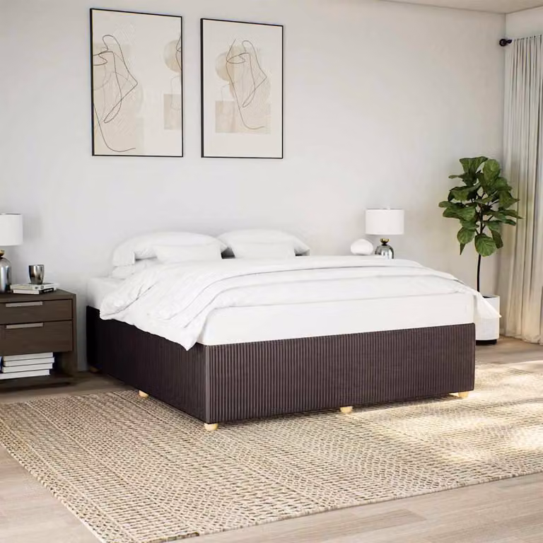 vidaXL Giroletto senza Materasso Marrone Scuro in Tessuto e Legno L/P: 180 x 200 cm