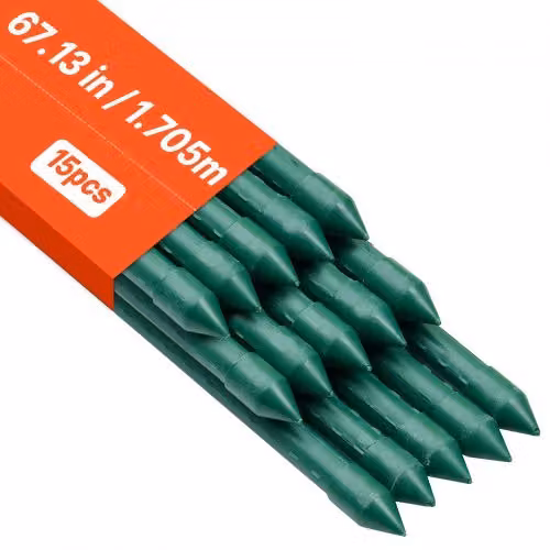 VEVOR Confezione da 15 Picchetti da Giardino Verdi in Plastica per Supporto Piante Rampicanti e Orto, Altezza: 170,5 cm