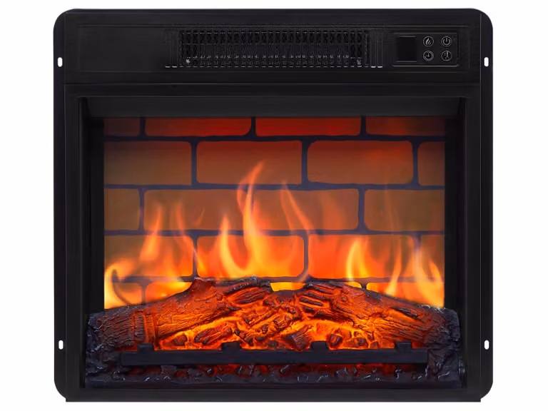 Camino elettrico ArtiFlame AF18B – Camino elettrico da incasso da 1800 W, effetto fiamma realistico a LED, funzione di riscaldamento, telecomando, timer, nero