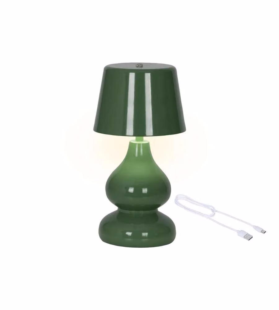 Lumineo Lampada da Tavolo Verde LED 13x26 cm Ricaricabile Elegante