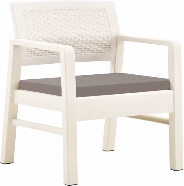 Set Salotto da Giardino 3 pz | Set di Mobili da Esterno in Plastica Bianco