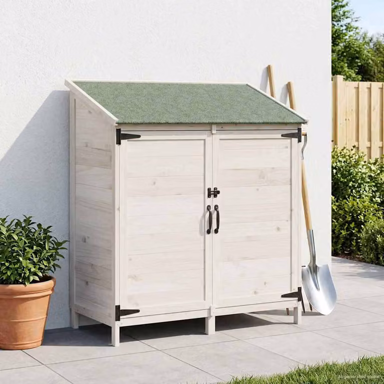 vidaXL Capanno da Giardino in Legno Bianco con Finestra e Serratura L: 106,5 cm, P: 56 cm, H: 113,5 cm