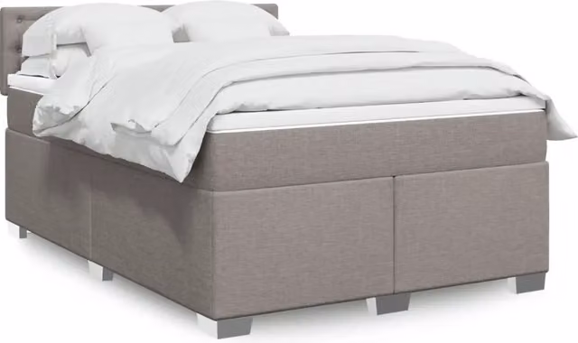 Letto Ibrido con Giroletto a Molle e Materasso vidaXL in Tessuto, Colori Beige, Bianco e Grigio, L/P: 160 x 200 cm