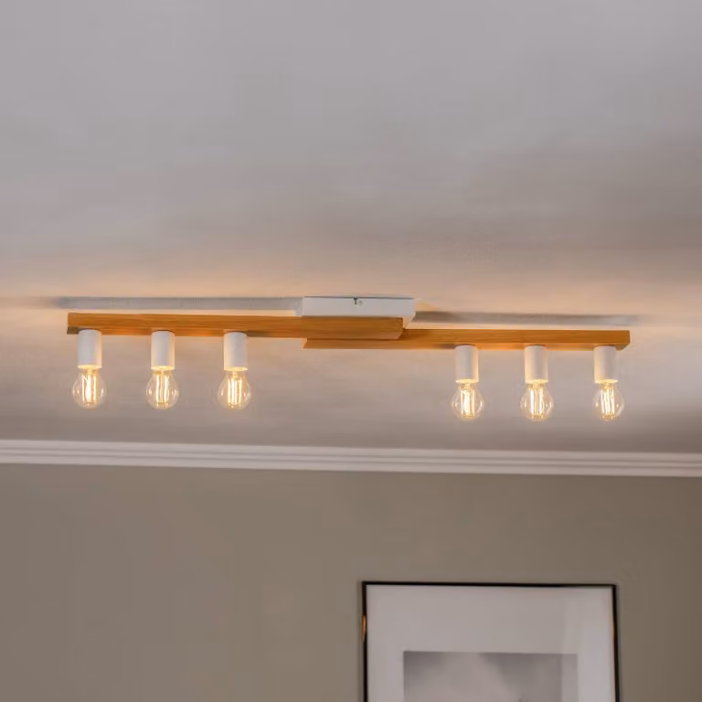 Plafoniera soffitto Laurent Lamkur, dimmerabile, Legno chiaro, Soggiorno / Sala da pranzo, Legno, Moderno, Plafoniera
