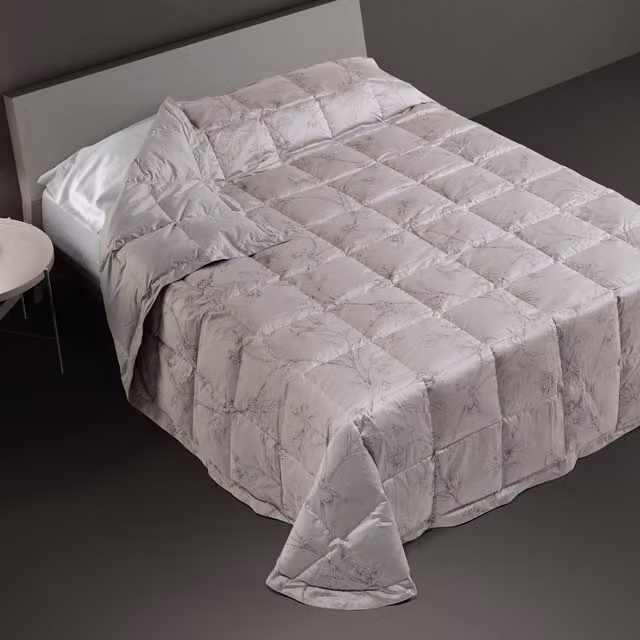 Trapunta in piuma e cotone DaunenStep Classica 14005A grigia per adulti, traspirante e termoregolatrice per l'inverno
