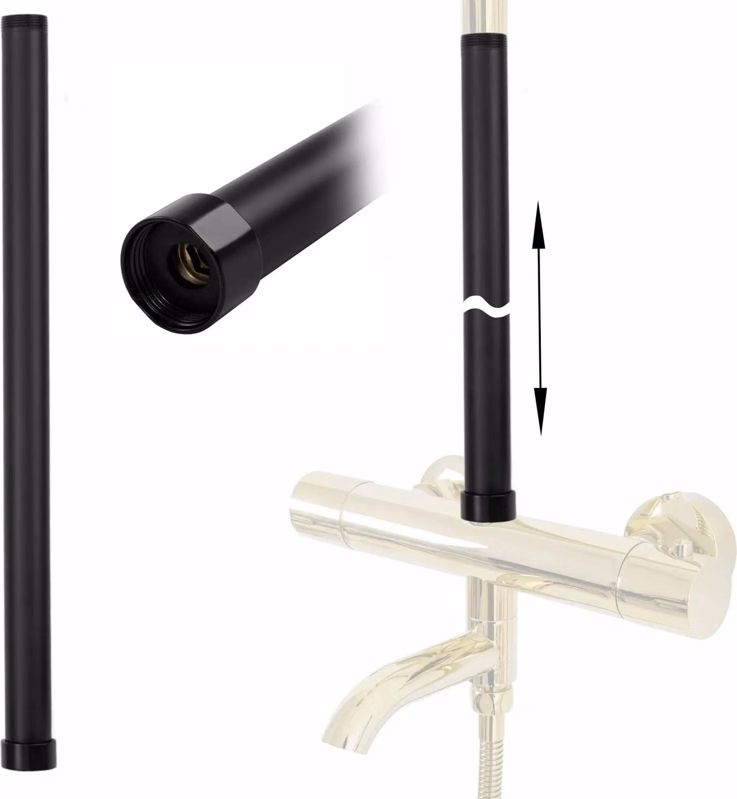 Prolunga per Set Vasca/Doccia Rea 50 cm Black