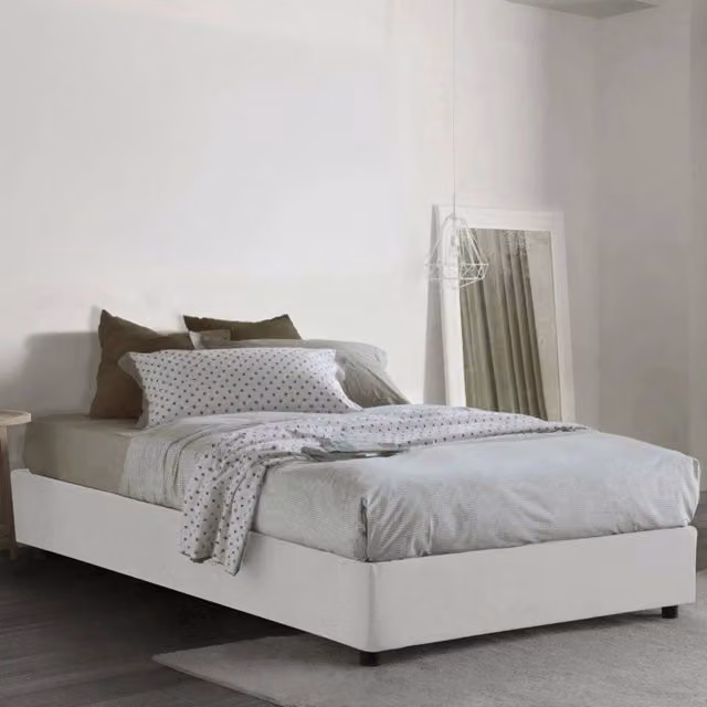 Asid, Letto Piazza e Mezza Sfoderabile Made in Italy, Bianco