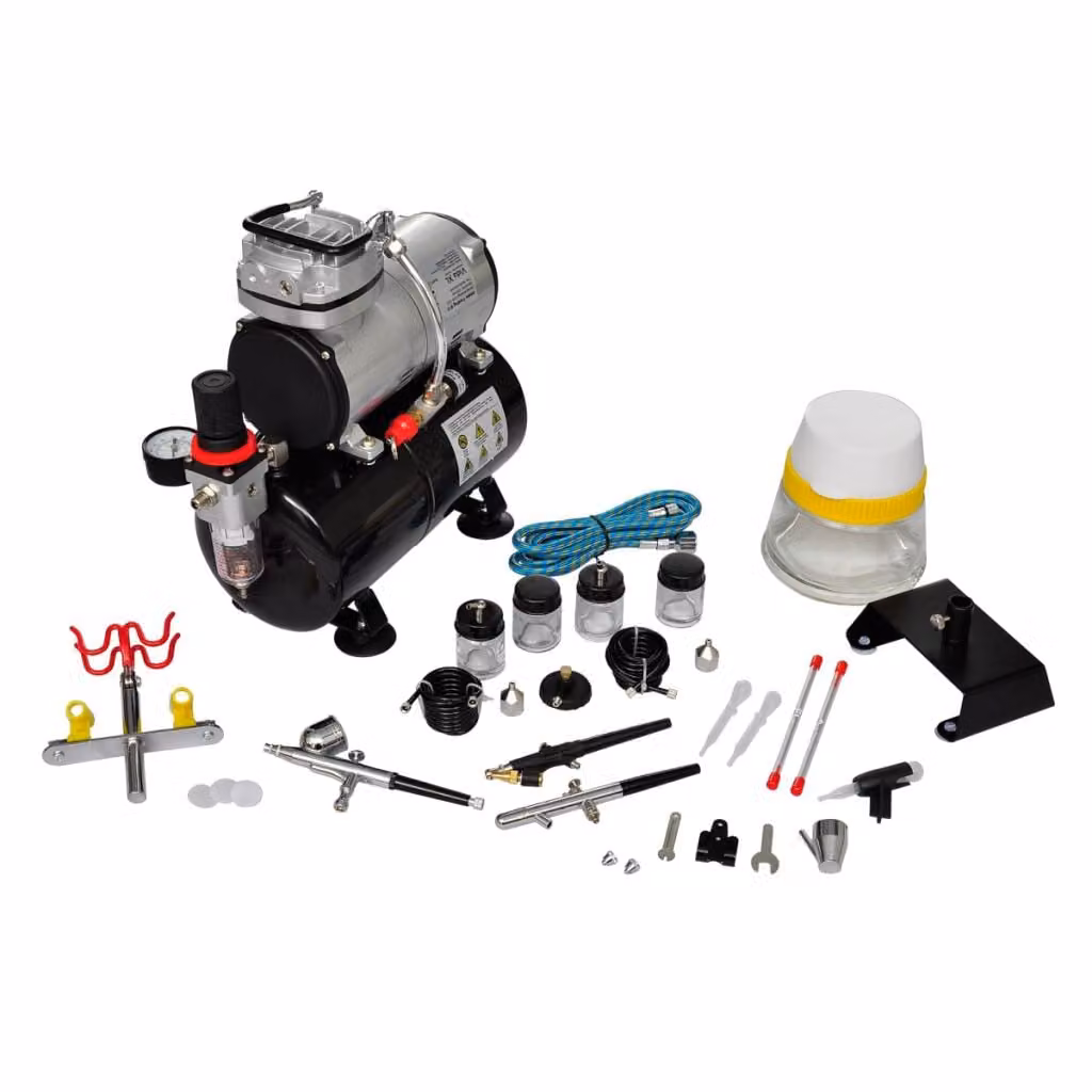 vidaXL Set completo di aerografo professionale con 3 pistole