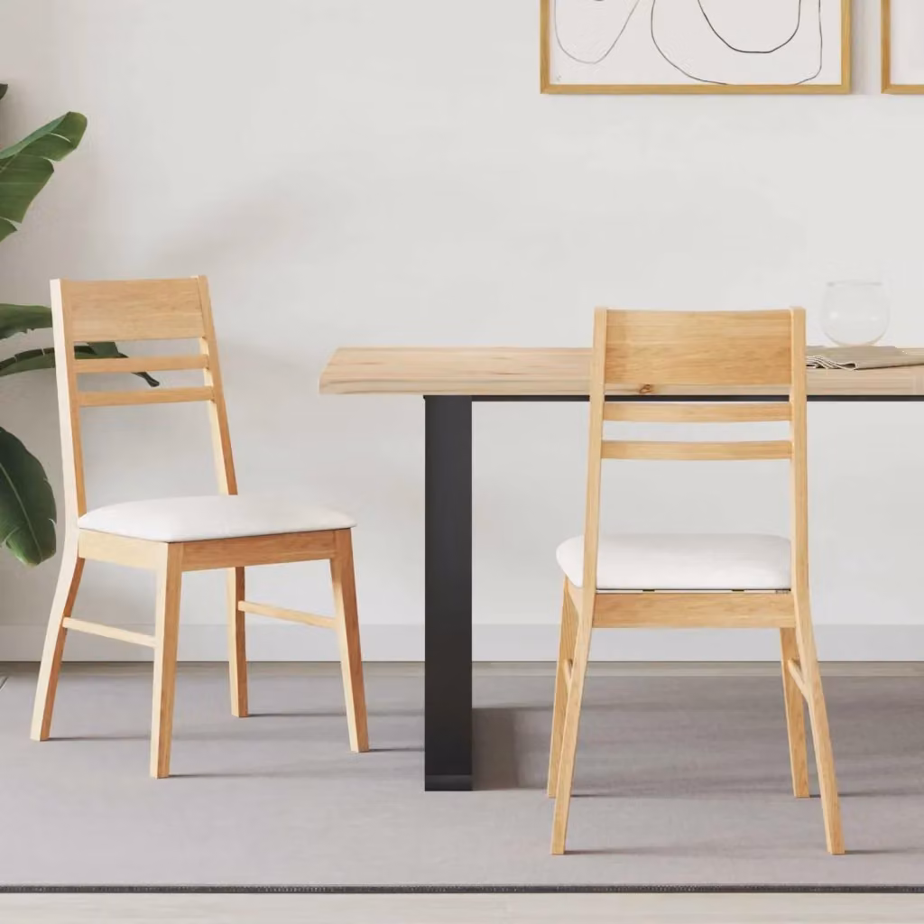 Set di 2 sedie da pranzo e cucina in legno di gomma con rivestimento in tessuto, L: 43 cm, P: 54 cm, H: 89 cm – 2