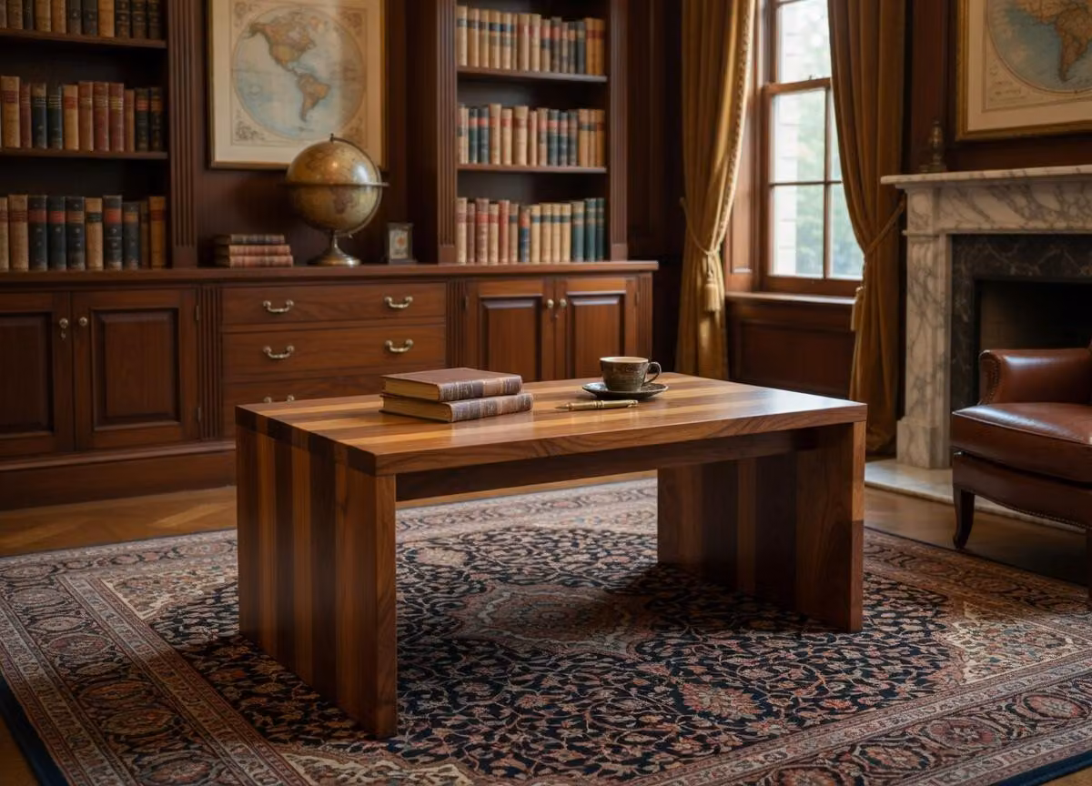 Tavolino di design in legno marrone, semplice ed elegante