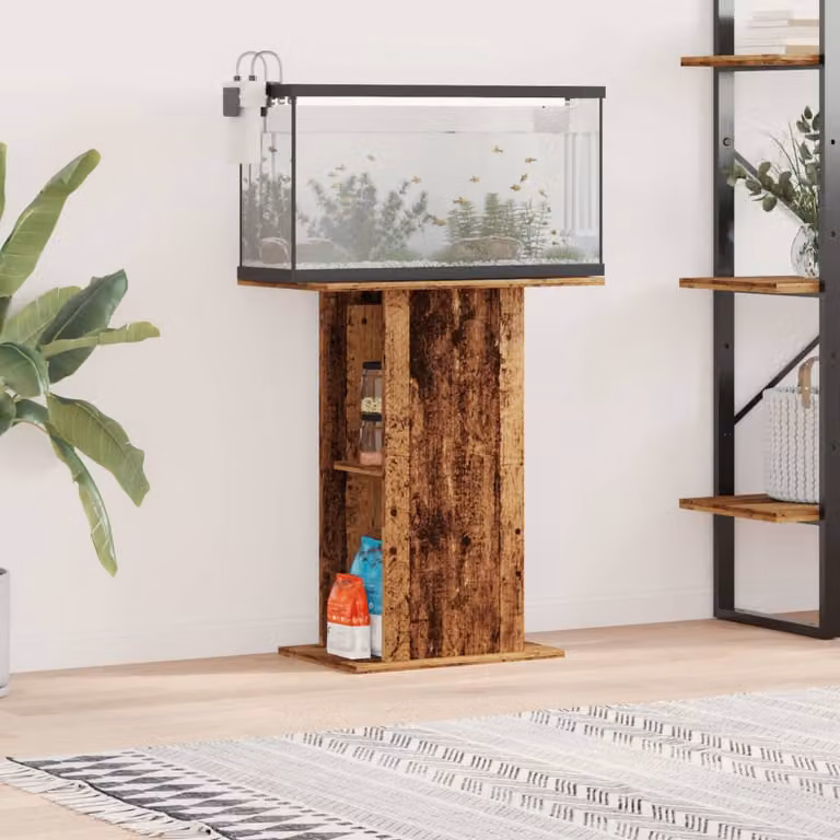 vidaXL Supporto per Acquario Moderno in Legno e MDF, Colore Marrone, L 60,5 cm x P 36 cm x H 72,5 cm