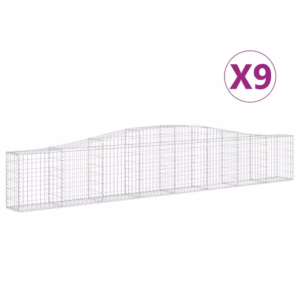 Set di 9 Cesti Gabbioni ad Arco Videx in Acciaio Zincato Grigio L: 400 cm, P: 30 cm, H: 60/80 cm – 2
