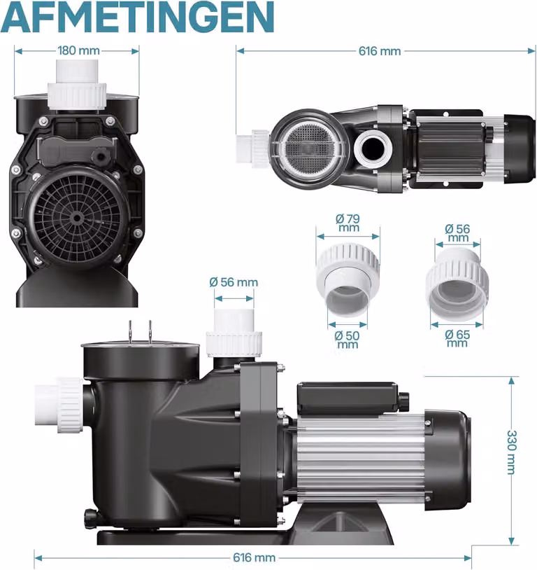 Pompa per piscina da 1500 W, pompa per piscina con una portata di 33600 l/h, pompa filtro per piscina con un'altezza di sollevamento di 18 metri, pompa di circolazione per filtro dell'acqua