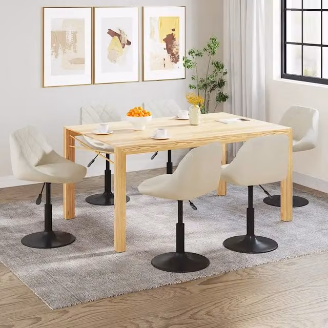 Sedie da Pranzo Girevoli 6 pz Crema in Velluto 3088801