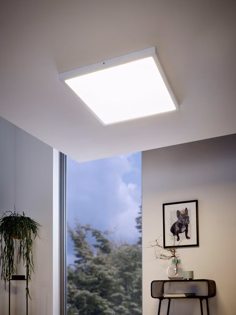 Eglo LED plafoniera Lampada da parete Fueva Bianco angolare 50x50cm 25W 2700lm Bianco caldo 3000K Dimmerabile