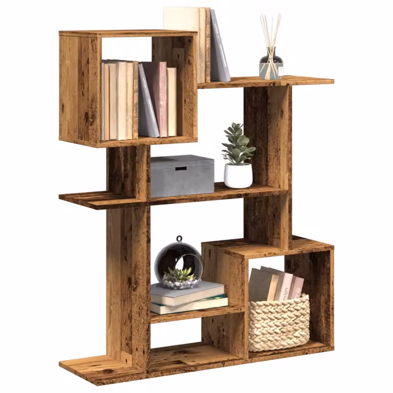 Libreria Divisorio vidaXL in Legno Antico Marrone, Design Geometrico Rustico, L/P/H: 92 x 29 x 112 cm