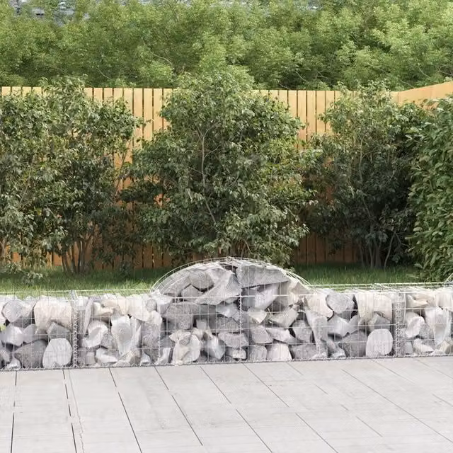 Cesti Gabbioni ad Arco 14 pz 200x50x40/60 cm Ferro Zincato 3146269