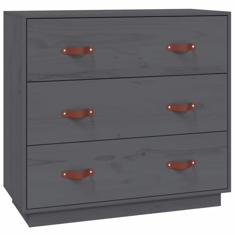 Credenza Grigia 80x40x75 cm in Legno Massello di Pino