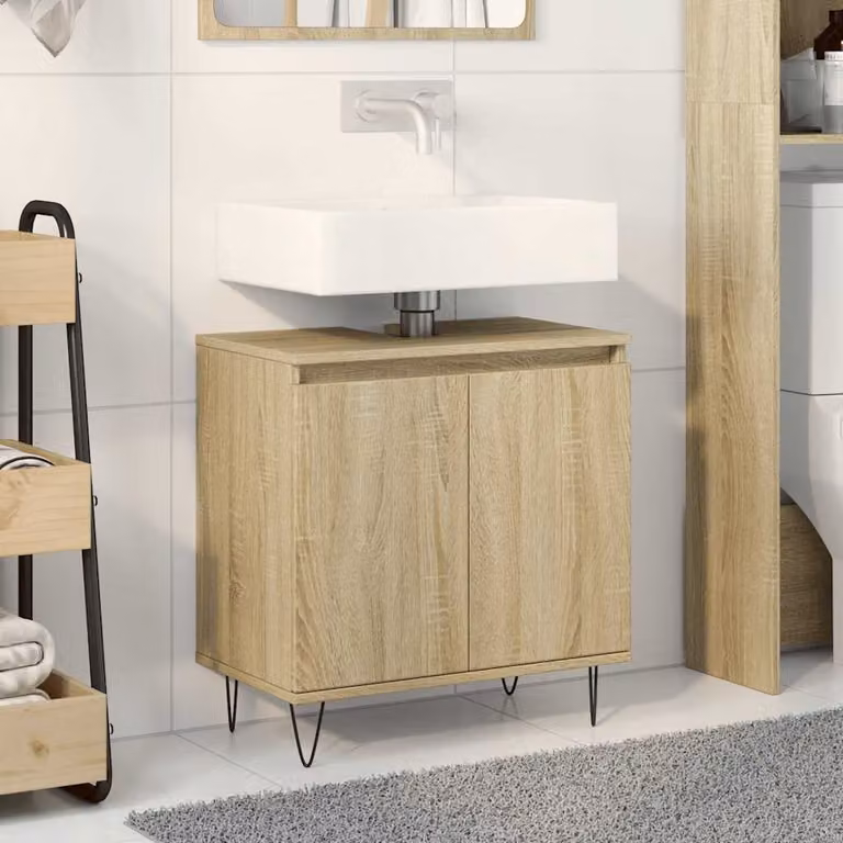 Mobile da bagno vidaXL in legno Rovere Sonoma marrone L: 58 cm, P: 33 cm, H: 60 cm