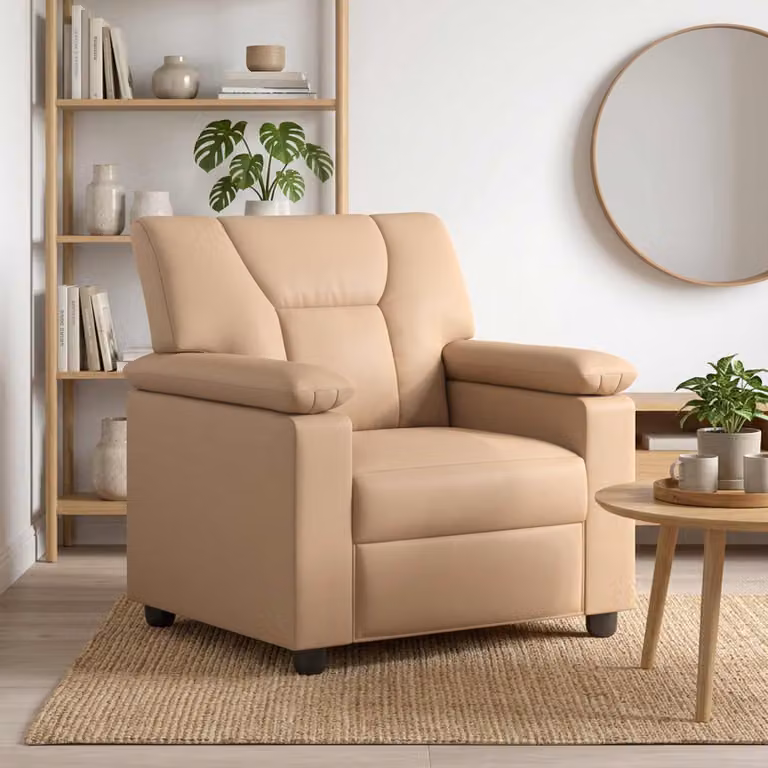 Divano moderno vidaXL in similpelle color beige/marrone per il tuo soggiorno L 91 x P 85 x H 93 cm