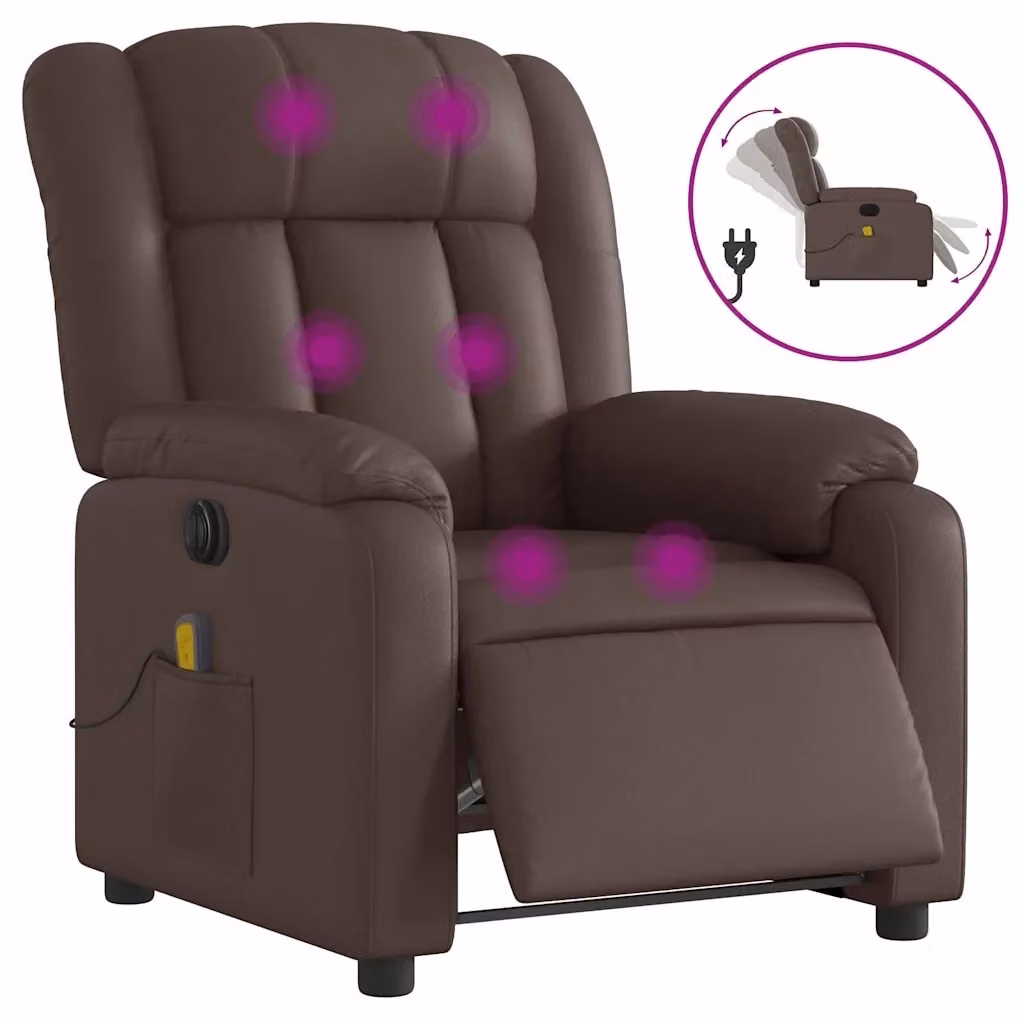 Poltrona Massaggiante Elettrica Relax vidaXL in Similpelle Marrone con Braccioli – 2