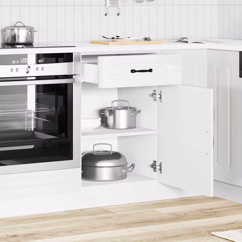 Base da cucina vidaXL Kalmar Bianco Lucido in legno MDF con ante a battente L/P/H: 46,0 x 50,0 x 81,5 cm