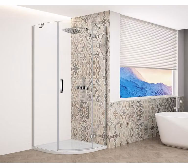 TRINITY CHROME Box doccia a quarto di cerchio 900x900 mm, vetro trasparente, destro