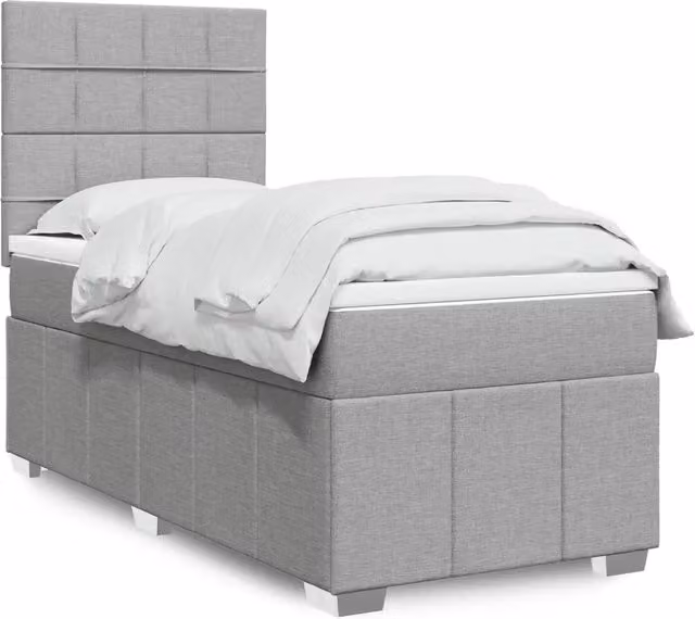 Giroletto a molle con materasso vidaXL in tessuto grigio e bianco L: 200 cm, P: 80 cm, H: 150,5 cm