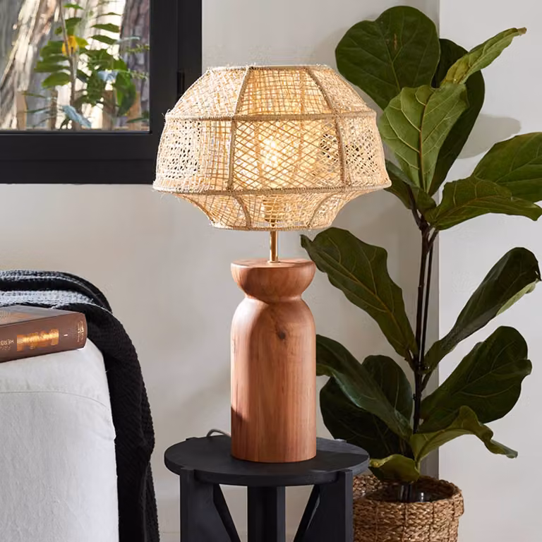 MARKET SET Lampada da tavolo Odyssée, Legno scuro, Soggiorno / Sala da pranzo, Legno, Design, Lampada da tavolo
